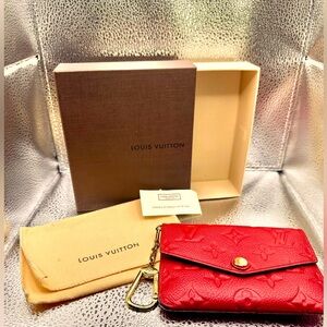LV Empreinte Key Cles Pouch Mini Wallet Red Leather AUTHENTIC!